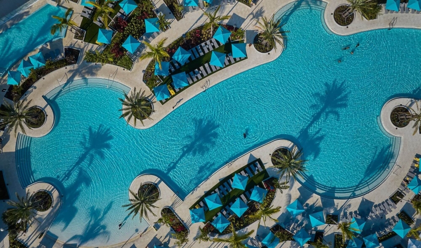 aerial shot of Reflections pool at Sunseeker Resort