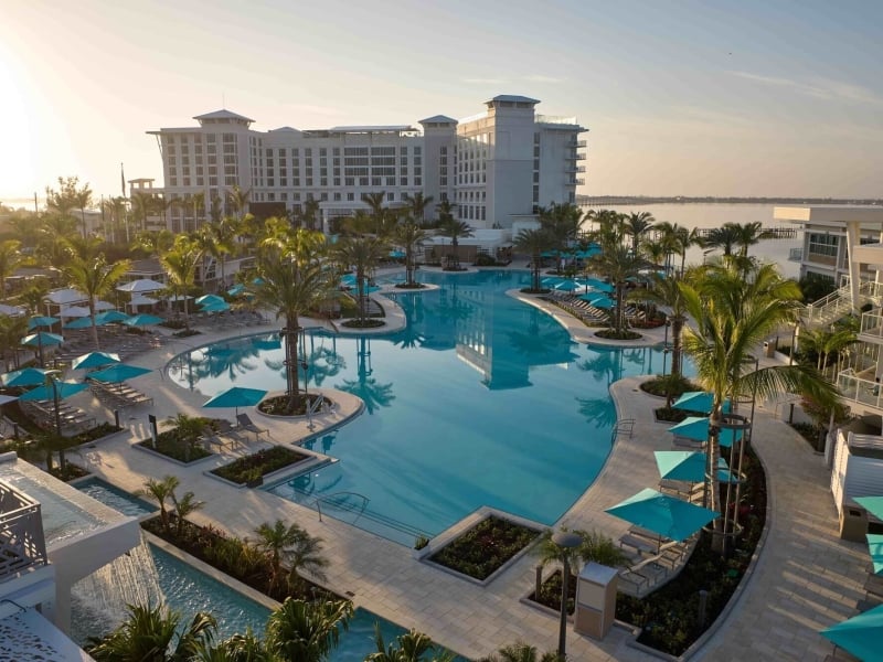Sunrise drone shot of Sunseeker Resort