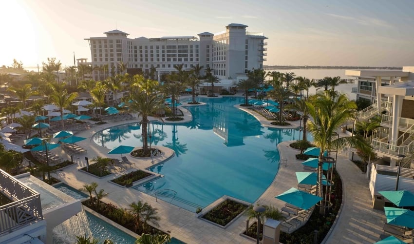 Sunrise drone shot of Sunseeker Resort