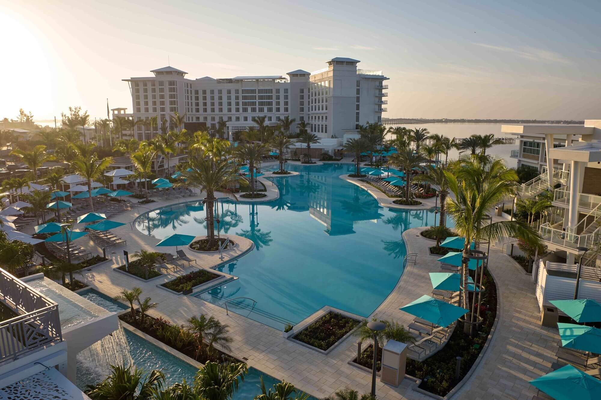 Sunrise drone shot of Sunseeker Resort