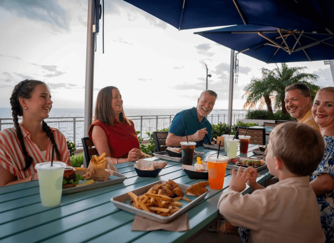 Family enjoying lunch at Sunseeker Resort