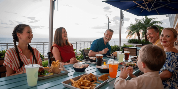 Family enjoying lunch at Sunseeker Resort