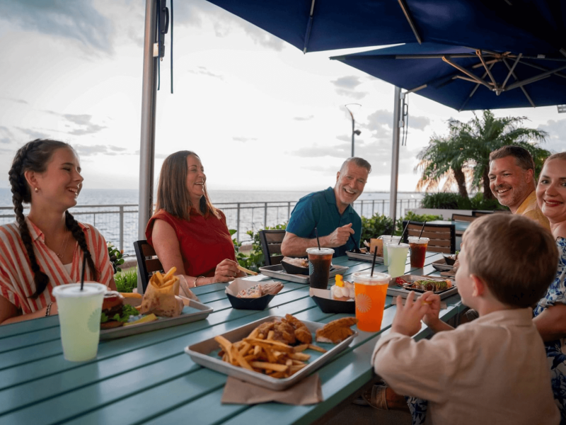 Family enjoying lunch at Sunseeker Resort