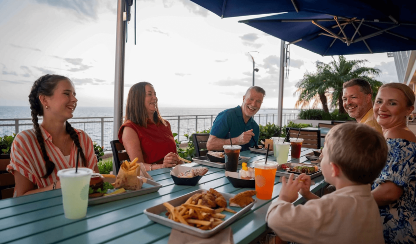Family enjoying lunch at Sunseeker Resort