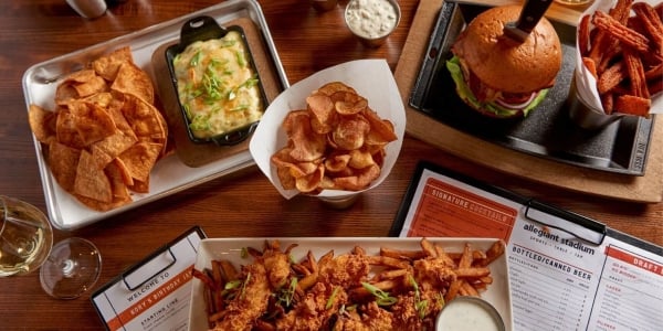 Burgers, fried chicken and other American pub fare at Allegiant Stadium Sports Bar at Sunseeker resort
