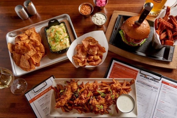 Burgers, fried chicken and other American pub fare at Allegiant Stadium Sports Bar at Sunseeker resort
