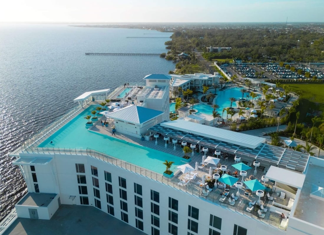 Aerial view of pools at Sunseeker Resort