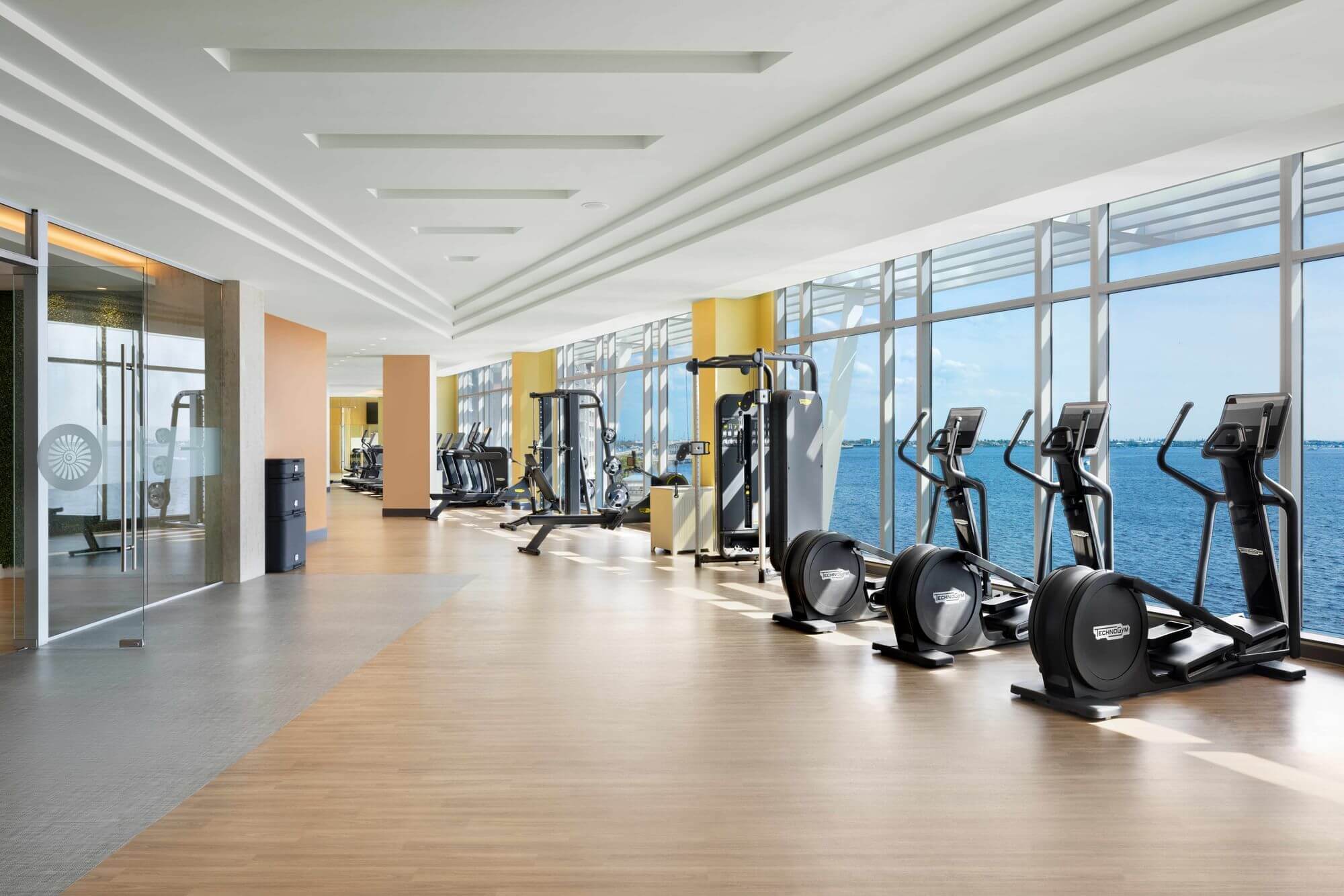 Modern fitness center at the Sunseeker Resort overlooking the beautiful Charlotte harbor