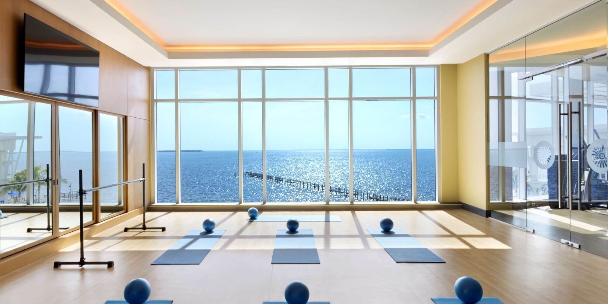 Fitness classes setup at the Sunseeker Resort overlooking the beautiful Charlotte harbor