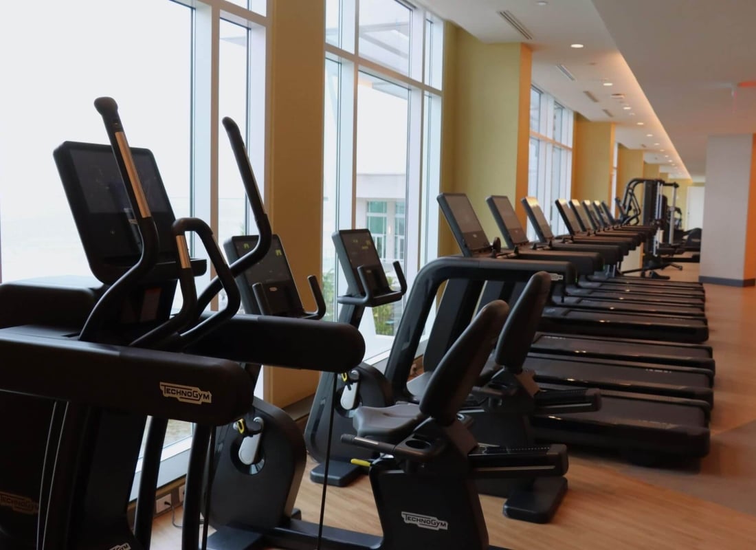 Treadmills and other cardio equipment at the fitness center at Sunseeker Resort