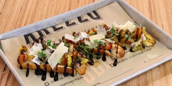 Italian food on a tray at Arezzo