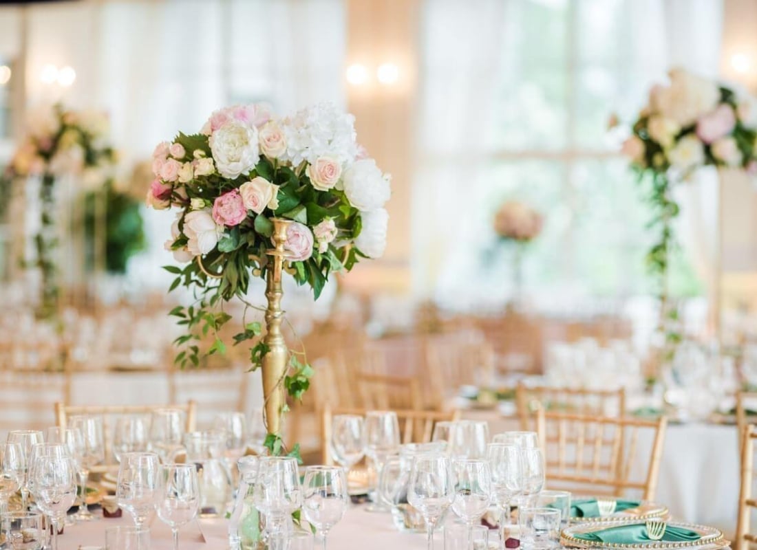 Wedding decor and table set up at Sunseeker Resort