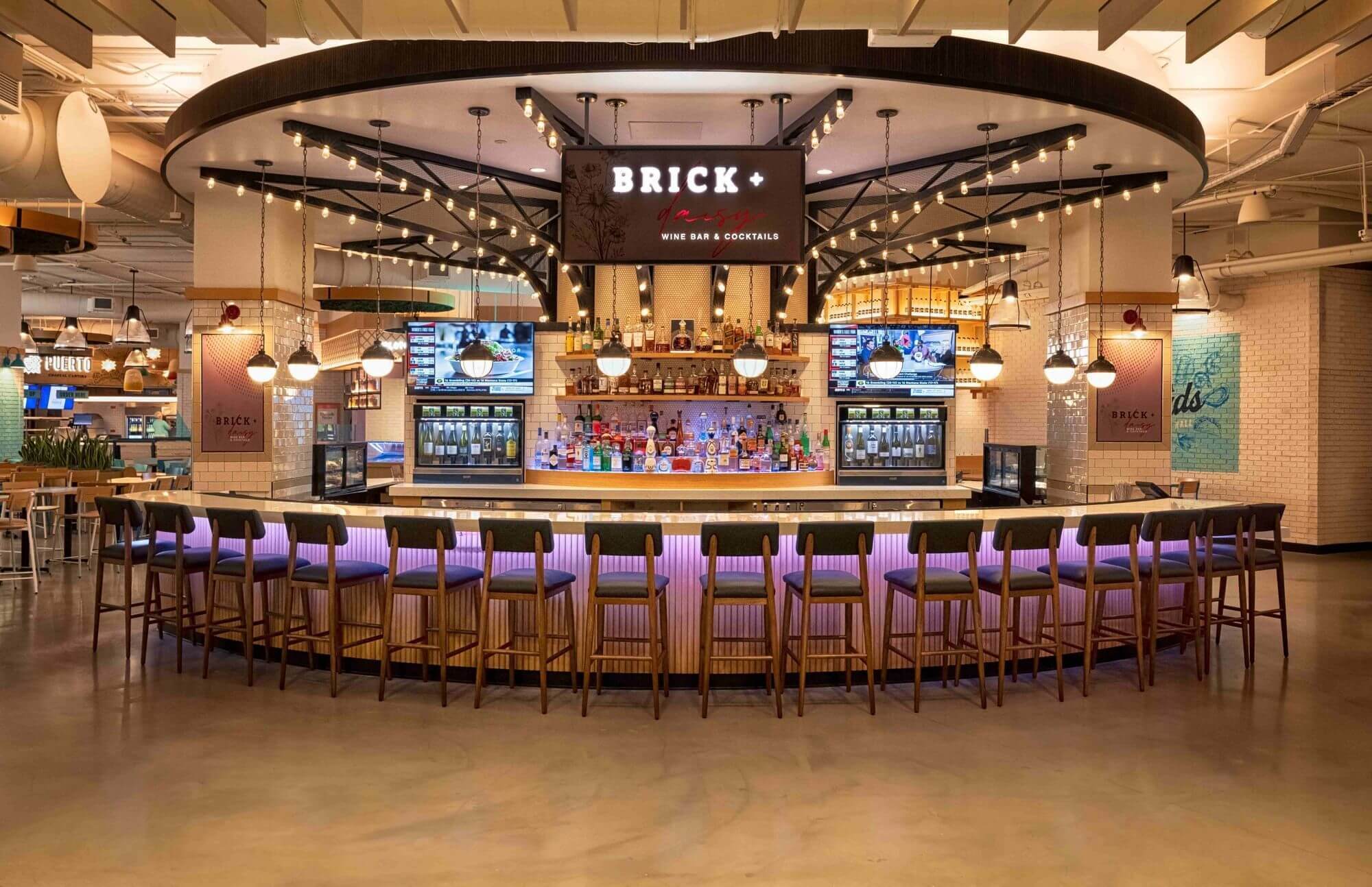 Brick & Daisy bar at the Harbor Yards Food Hall at Sunseeker Resort