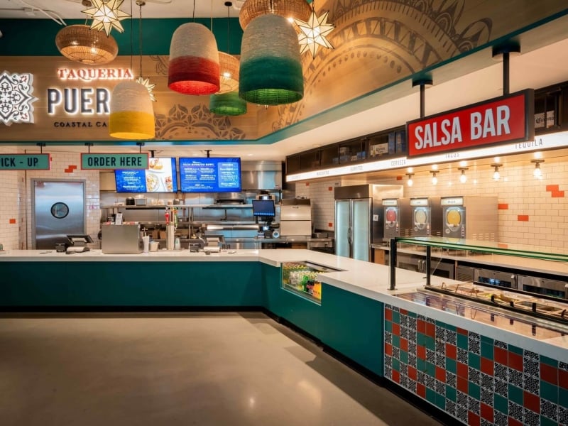 Taqueria Puerto counter at Harbor yards Food Hall at Sunseeker Resort