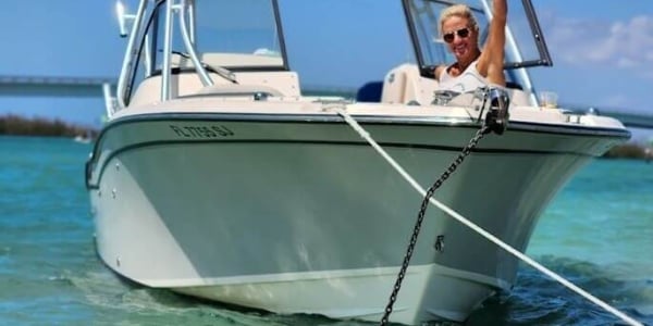 Woman on boat in the Charlotte Harbor