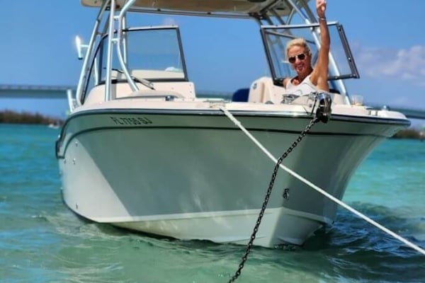 Woman on boat in the Charlotte Harbor