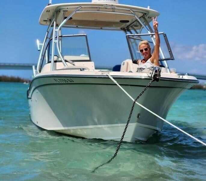 Woman on boat in the Charlotte Harbor