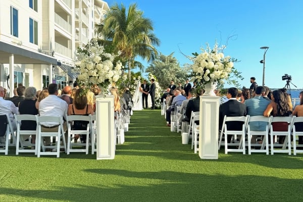 Waterfront wedding ceremony at Sunseeker Resort in Punta Gorda, Florida