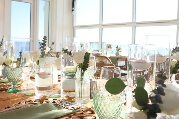 Elegant waterfront wedding reception setup at Sunseeker Resort Florida Gulf Coast