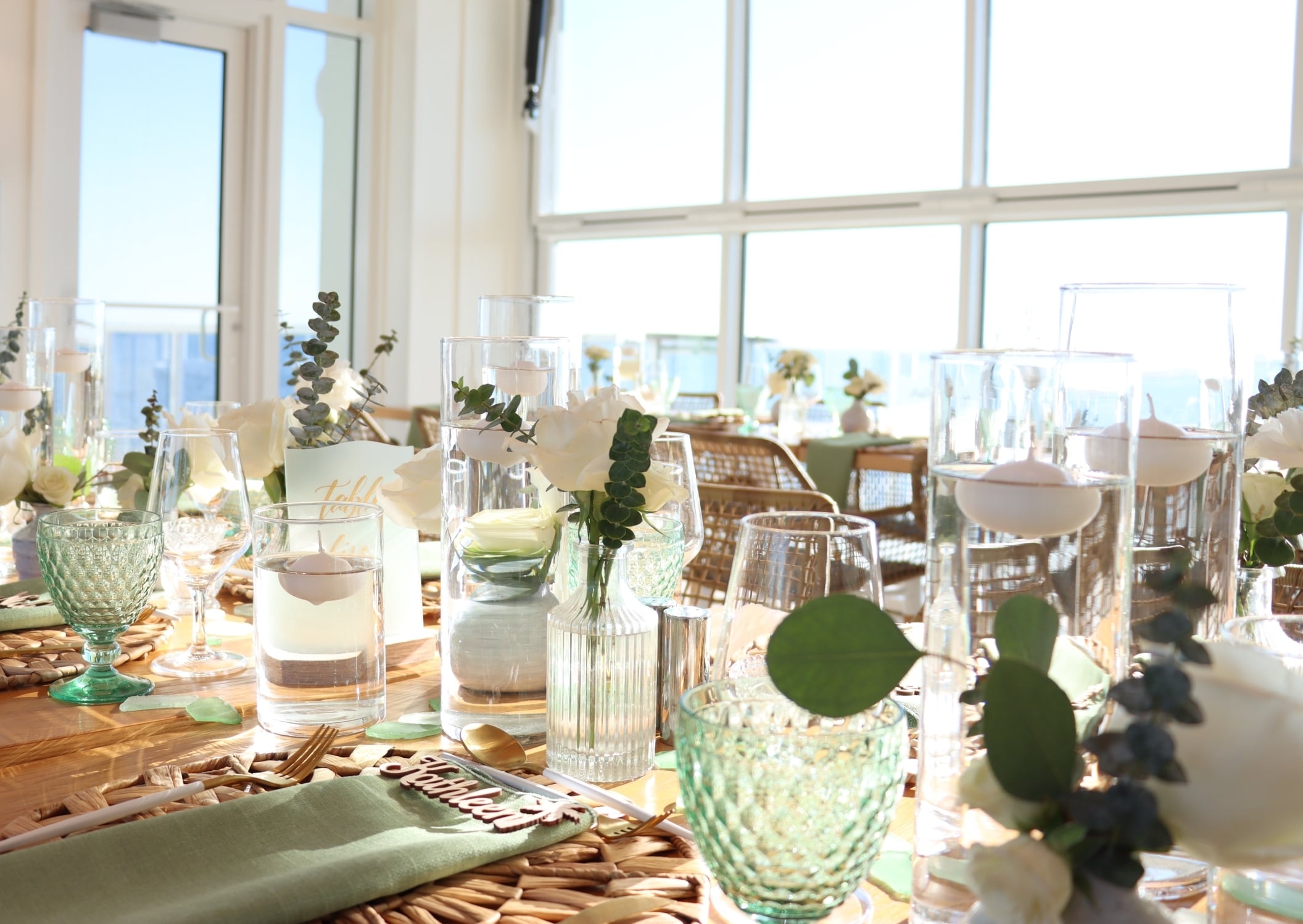 Elegant waterfront wedding reception setup at Sunseeker Resort Florida Gulf Coast
